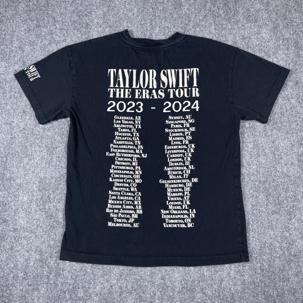 Taylor Swift The Eras Tour T-Shirt Unisex Medium Black 2023-2024 Tour Dates - Picture 2 of 6